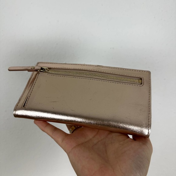 Kate Spade New York Cameron Street Stacy Bifold Rose Gold Metallic Wallet - Picture 6 of 9